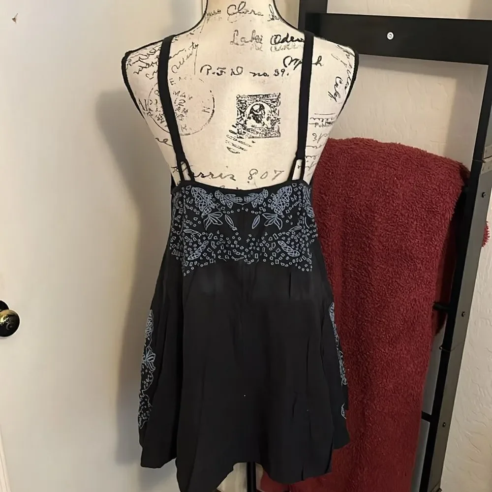 Free People Intimately Free Tulum Cutout Black Embroidered Slip Dress Boho